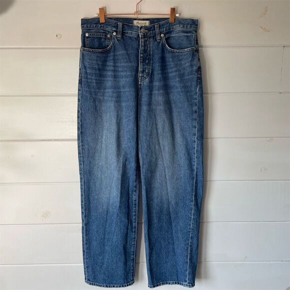 Madewell Low-Slung Straight Leg Jeans Size 28 Button Fly 100% Cotton - Picture 4 of 15